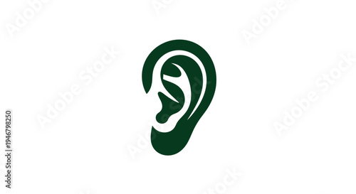 Minimalist Ear Icon Depicting Hearing, Sound Perception, and Audio Communication