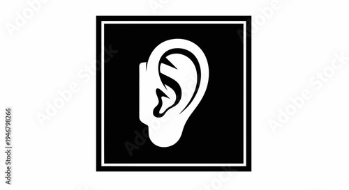 Minimalist Ear Icon Depicting Hearing, Sound Perception, And Audio Awareness