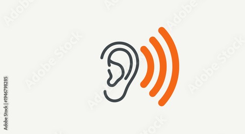 Minimalist Ear Icon Depicting Hearing, Sound, Communication, and Perception