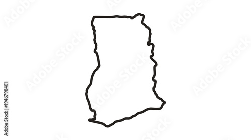 Clean black outline vector map of Ghana. Ideal for educational content, travel guides, infographics, or any graphic design needing geographic representation.