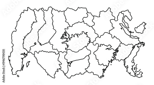 This vector outline map of Europe shows all national borders, ideal for educational content, geographic presentations, and political infographics. Clean and adaptable.