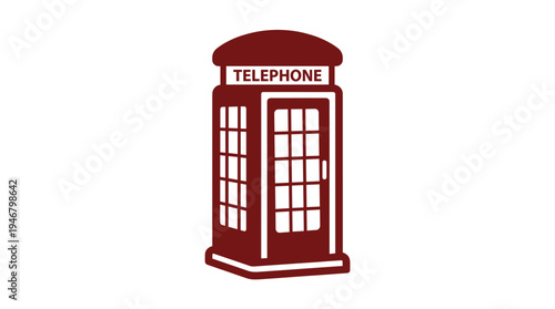 A classic red telephone booth, a famous British icon. This flat vector illustration is perfect for travel, communication, or London-themed designs.