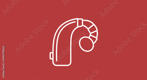 Minimalist Hearing Aid Icon On a Bold Red Background Ready To Be Used