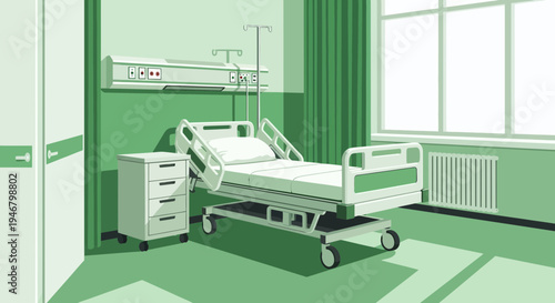Minimalist Hospital Room Illustrates Medical Care and Modern Healthcare Environment