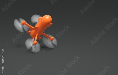 Obraz na plátně Futuristic Vertical Take-off Interceptor Drone Concept - 3D rendering