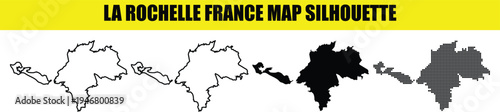 La rochelle france map silhouette set with various artistic styles including solid black and modern dot patterns