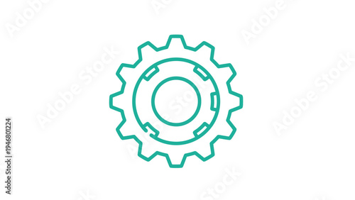 Simple Green Gear Icon Illustration.