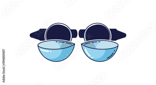 Minimalist Illustration Depicting Two Eyeglasses And Contact Lens Cases On White Backdrop