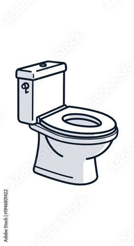 Minimalist Illustration of a Clean, Modern Toilet on White, Bathroom Fixture Design