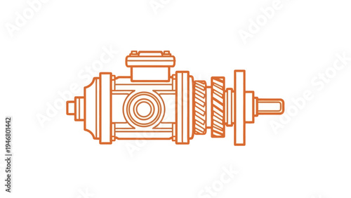 Mechanical Component Gearbox Assembly Illustration.