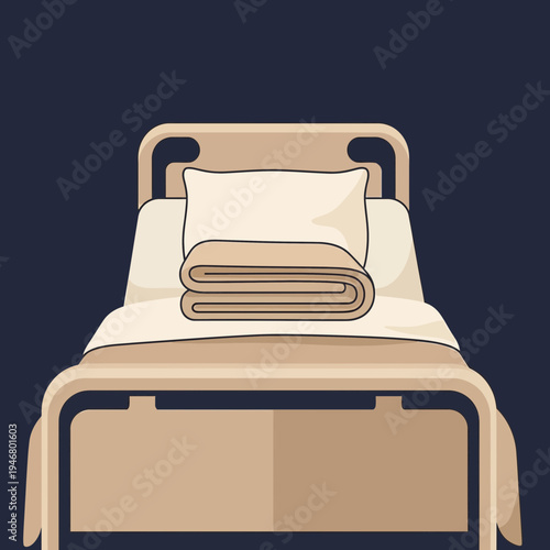 Minimalist Illustration of a Perfectly Made Bed Featuring a Cozy Pillow and Folded Blanket