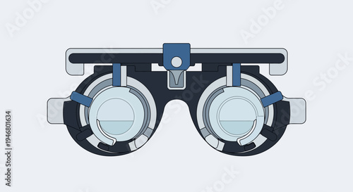 Minimalist Illustration of a Phoropter for Eye Exams and Vision Correction
