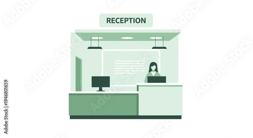 Minimalist Illustration of a Reception Desk Depicting Office or Healthcare Environment