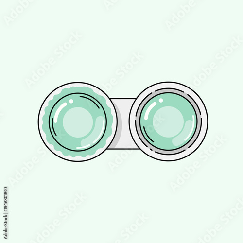 Minimalist Illustration of Contact Lenses Design on a Pastel Green Background for Vision Clarity