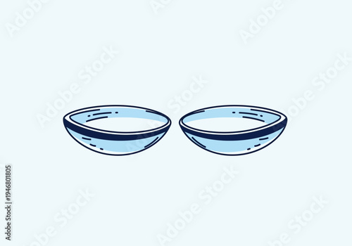 Minimalist Illustration of Contact Lenses for Vision Correction and Optometry Practices