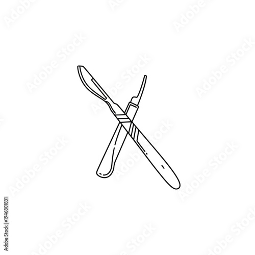 Minimalist Illustration of Crossed Surgical Scalpels Representing Medical Procedures and Healthcare