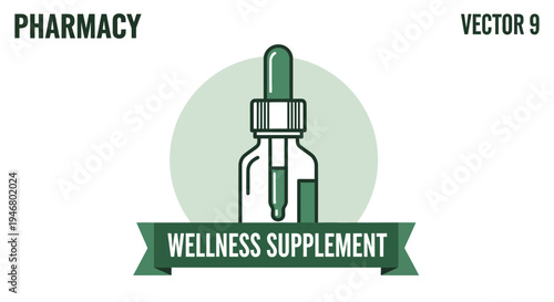 Minimalist Illustration Of Wellness Supplement Bottle For Pharmaceutical Health And Care