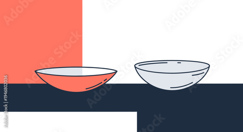 Minimalist Image Depicting Two Bowls, A Stylish Design in Modern and Clean Color Palette