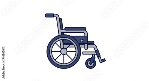 Minimalist Illustration of Wheelchair, Symbolizing Mobility and Accessibility, Isolated
