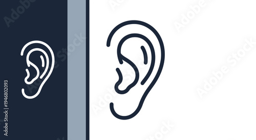 Minimalist Linear Illustration Of An Ear Design With Contrasting Background And Lines