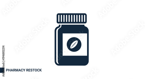 Minimalist Pharmacy Icon Depicting Pills In A Bottle, A Modern Graphic