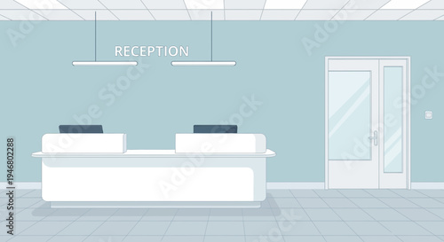 Minimalist Reception Desk In A Modern Design Building With Clean Lines and Spacious Area