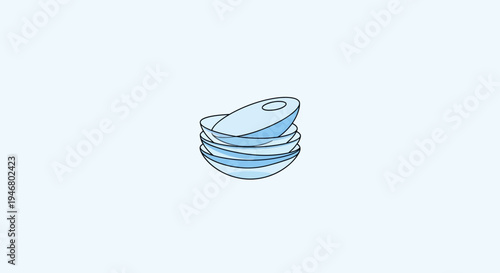 Minimalist Stacked Dishes Illustration Depicting Modern Tableware and Kitchen Elements