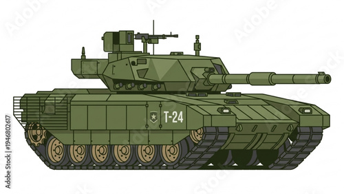 Heavy military battle tank for desert combat illustration