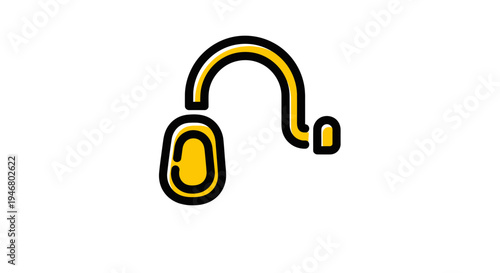 Minimalist Yellow Headphone Icon on White Background Representing Sound and Entertainment