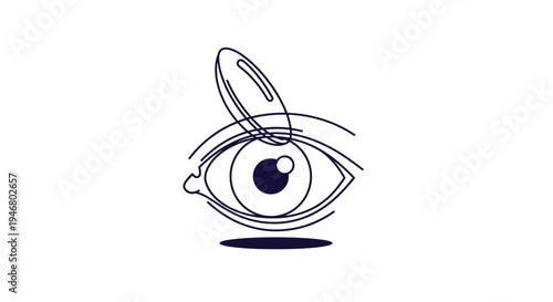 Minimalistic Eye Illustration With A Contact Lens Showing Vision Care, Eyecare, and Eye Health