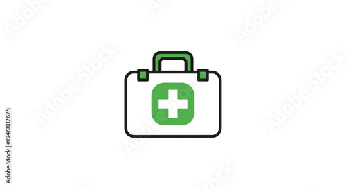 Minimalistic First Aid Kit Icon In Color: Simple Emergency Medical Symbol Design