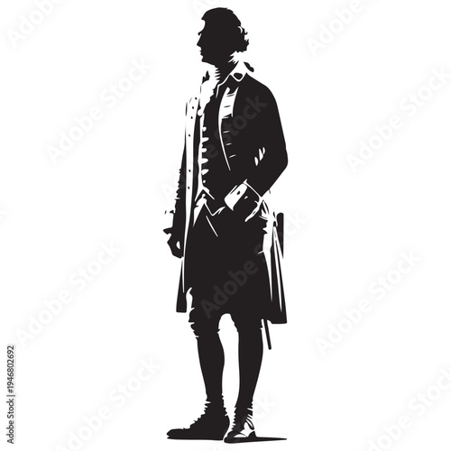 American Revolutionary Era Colonial Gentleman Patriot Military Coat Illustration