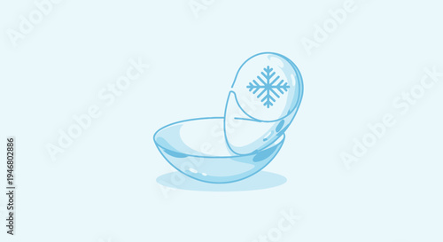 Minimalistic Illustration Of Eyecare, Contact Lens With Snowflake Icon For Winter Season