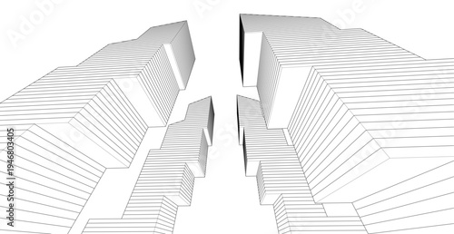 ​​abstract architecture 3d illustration background	