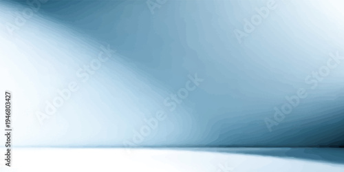 Blue empty Studio room for product placement or as a design template with wall angle in a full frame view