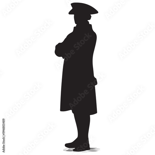 American Revolutionary War Colonial Soldier Standing Patriot Military Uniform Illustration