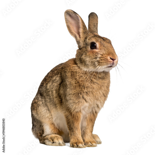 Adorable Brown Wild Rabbit Sitting and Looking Sideways