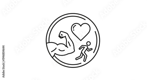 Healthy Lifestyle Icon Representing Strength Fitness and Heart Health.