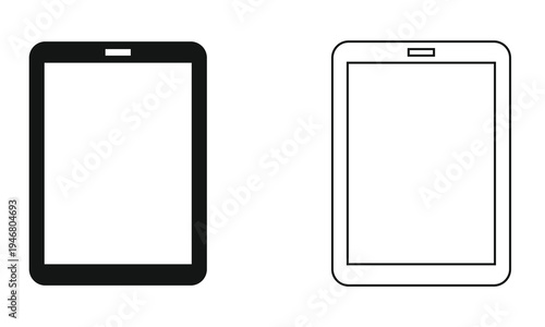 Tablet Mockup icon. Modern  tablet device frame with empty screen isolated on white background, ideal for app presentation, UI design mockups, and digital display concepts.