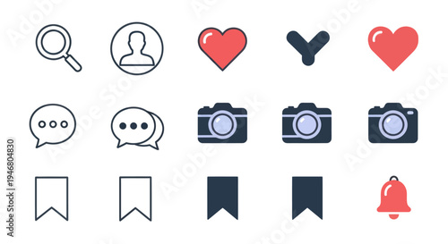Social Media Icons Set with Various Symbols.