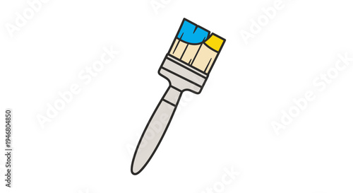 Paint Brush with Colored Bristles Illustration.