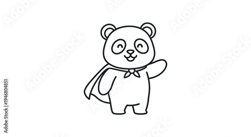 Cartoon Panda Superhero Character Illustration.