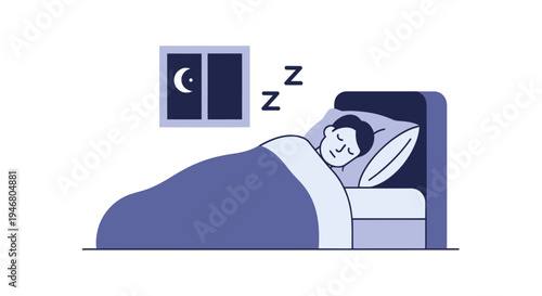 Person Sleeping Peacefully in Bed at Night.