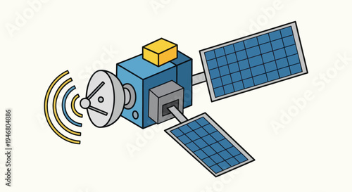 Satellite with Solar Panels and Antenna.