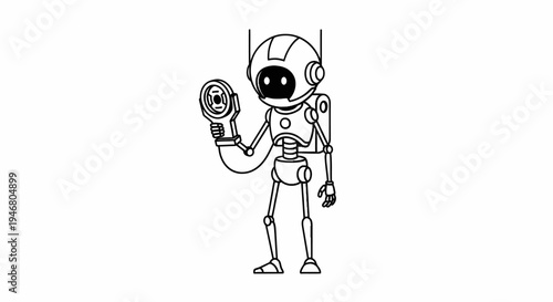 Robot Holding a Mechanical Part.