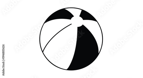 Vector beach ball icon, black and white