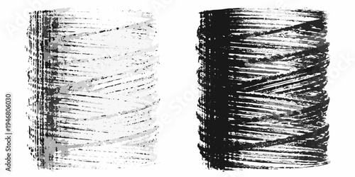 Abstract illustration of two cylindrical forms in contrasting tones