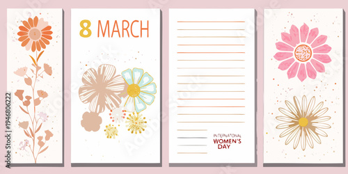 Floral themed cards celebrating international women s day on march 8th