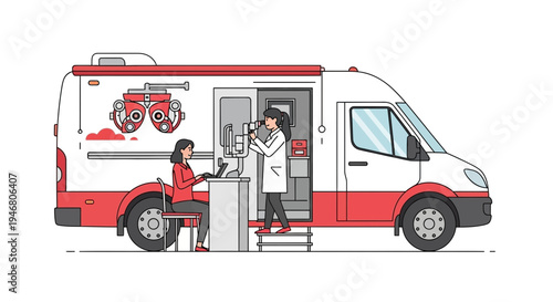 Mobile Optometry Clinic Providing Eye Care Services and Vision Screening in a Modern Van