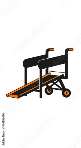 Modern Accessibility Ramp Design with Detailed Features Depicted Against White Background